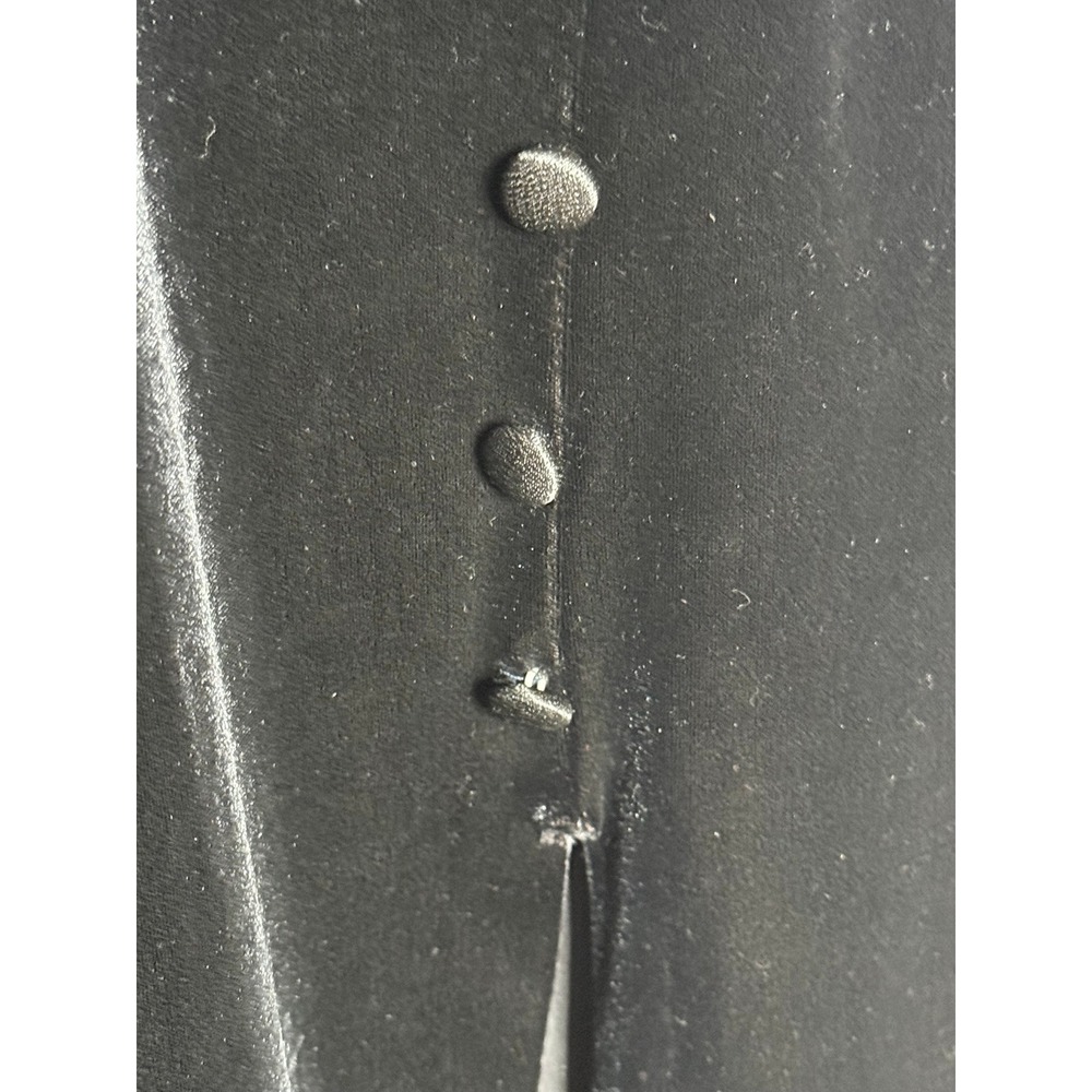 Vintage Nina Piccalino Black Velvet Maxi Dress Side Slit Button Detail Size 10 - Picture 4 of 8